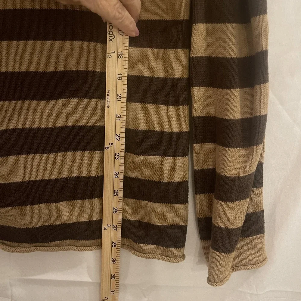 VTG Calvin Klein Jeans Sweater Women's XL Brown‎ Striped LONG Cowl Neck WGAGN36